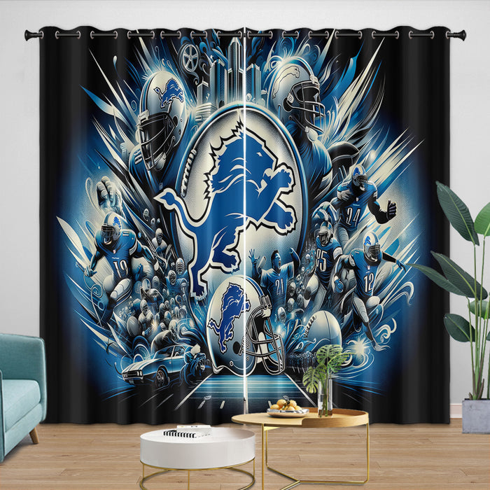 Detroit Lions Curtains Blackout Window Drapes Kids Room Decoration