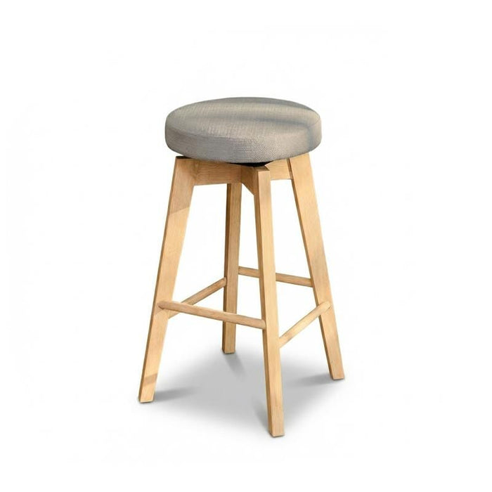 Digby Fawn Linen Swivel Backless Bar Stools - Set of 2 - Whitewash Oak Legs - Laura James