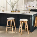 Digby Off White Boucle Swivel Backless Stools - Set of 2 - Whitewash Oak Legs - Laura James