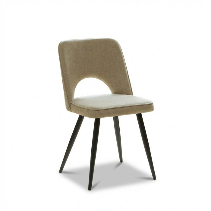 Dolly Mink Taupe Dining Chairs - Set of 2 - Black Metal Legs - Laura James