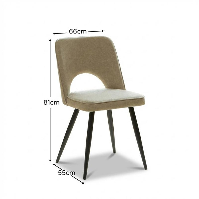 Dolly Mink Taupe Dining Chairs - Set of 2 - Black Metal Legs - Laura James