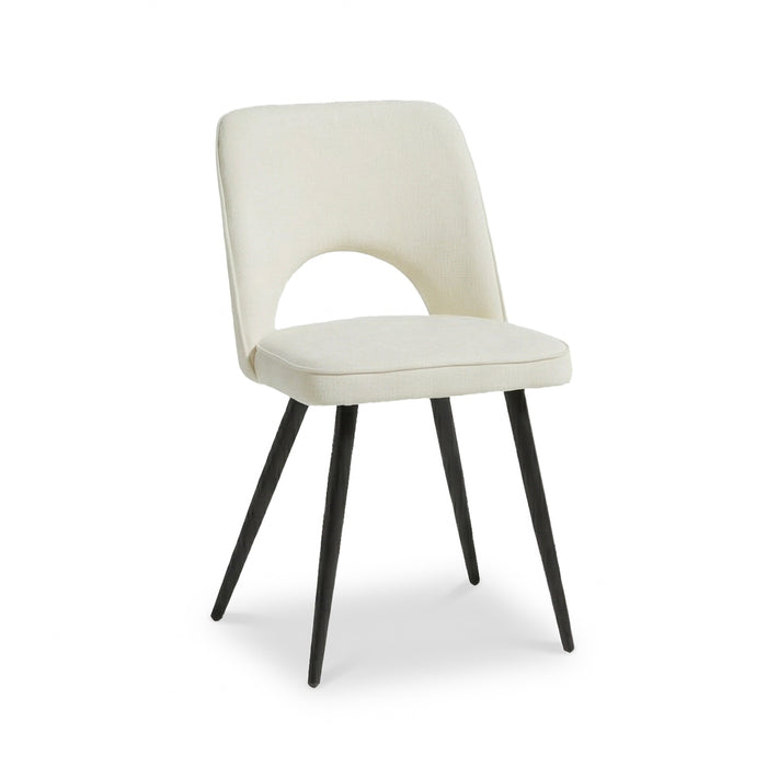Dolly Oyster White Dining Chairs - Set of 2 - Black Metal Legs - Laura James