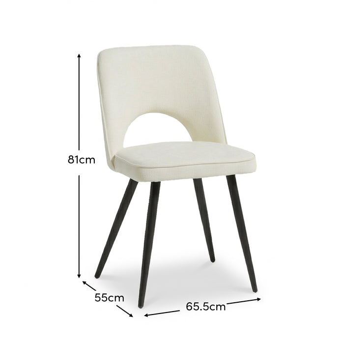 Dolly Oyster White Dining Chairs - Set of 2 - Black Metal Legs - Laura James