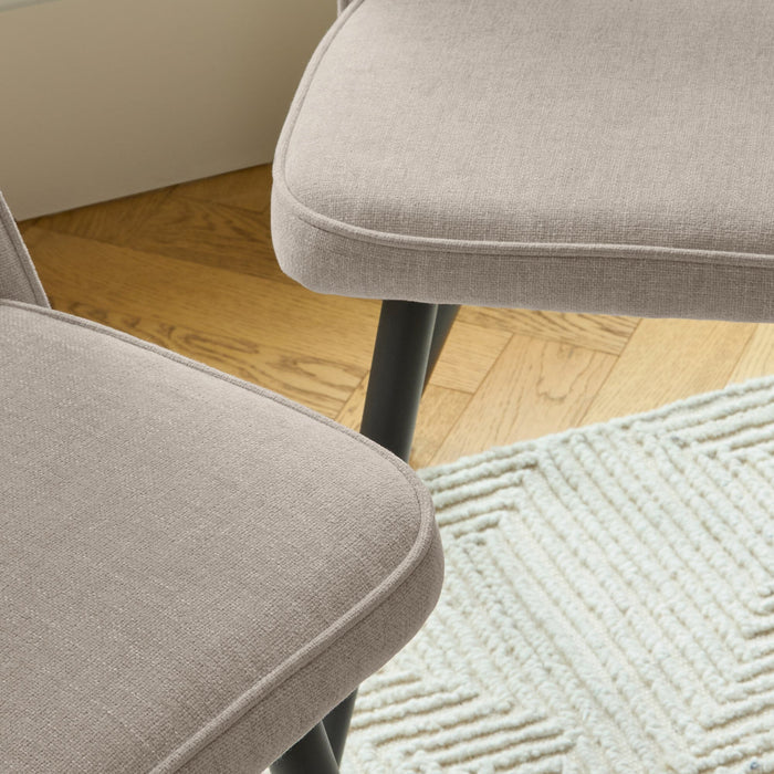 Dolly Soft Beige Dining Chairs - Set of 2 - Black Metal Legs