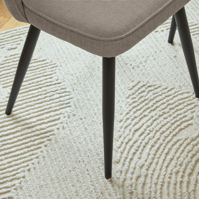 Dolly Soft Beige Dining Chairs - Set of 2 - Black Metal Legs