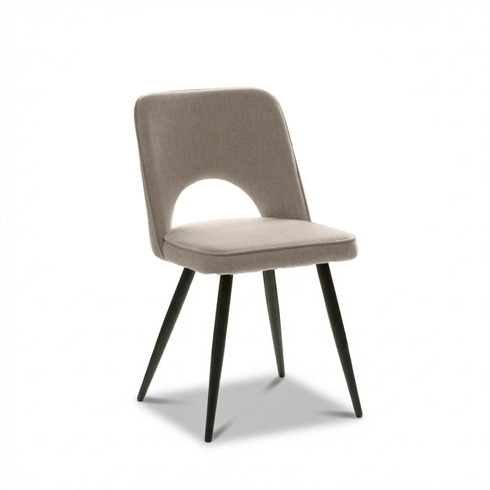 Dolly Soft Beige Dining Chairs - Set of 2 - Black Metal Legs