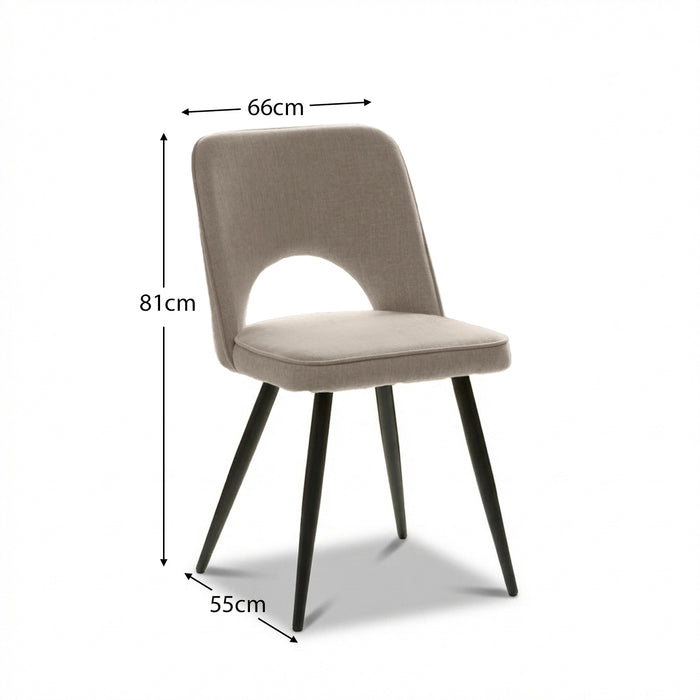 Dolly Soft Beige Dining Chairs - Set of 2 - Black Metal Legs