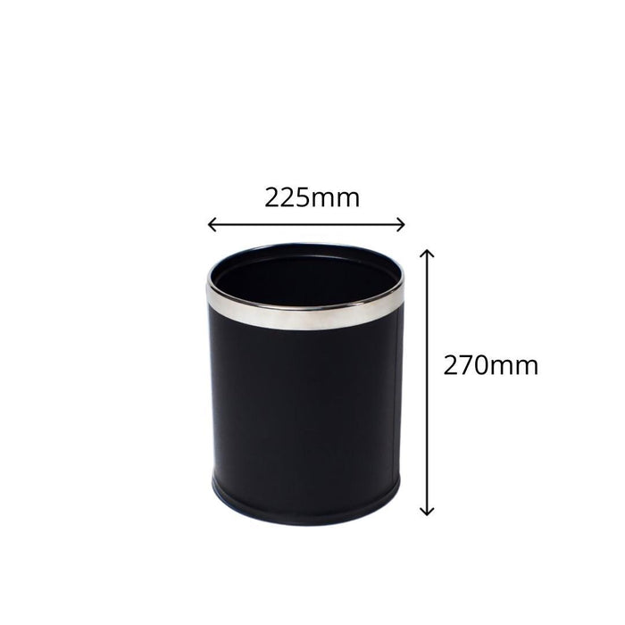 Dolphy Round Black Leatherette Hotel Room Bin