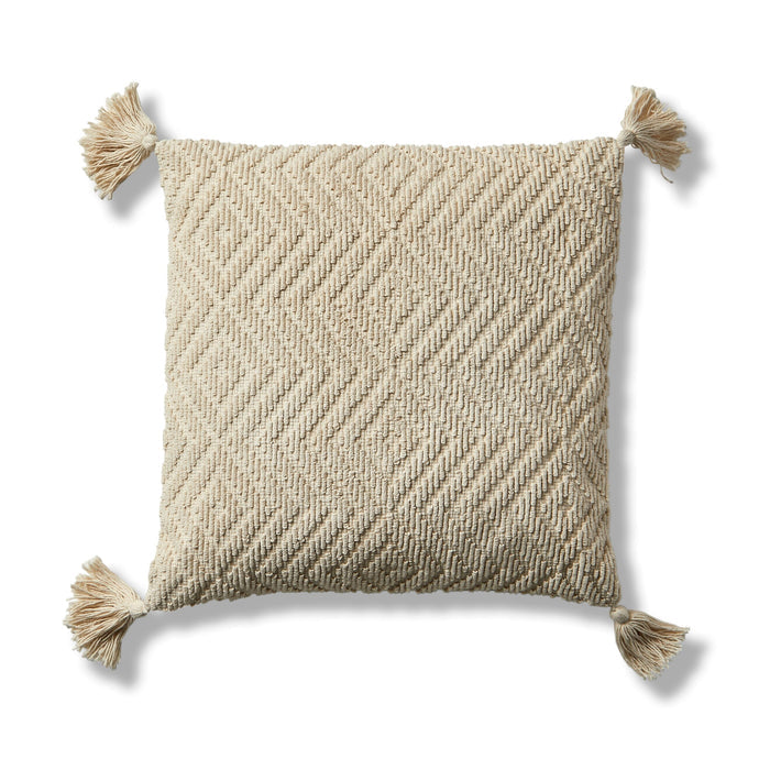 Elborough 50x50cm Diamond Cotton Tasseled Cushion Cover - Off White