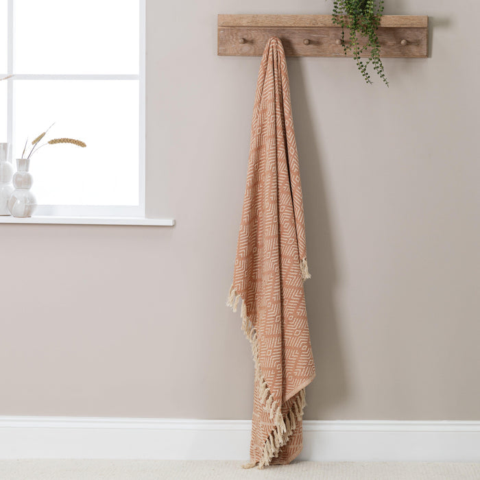 Elborough Diamond Pattern Cotton Throw - Blush Pink