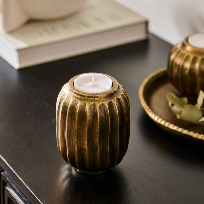Elcombe Metal Tea Light Holder - Bronze - Laura James