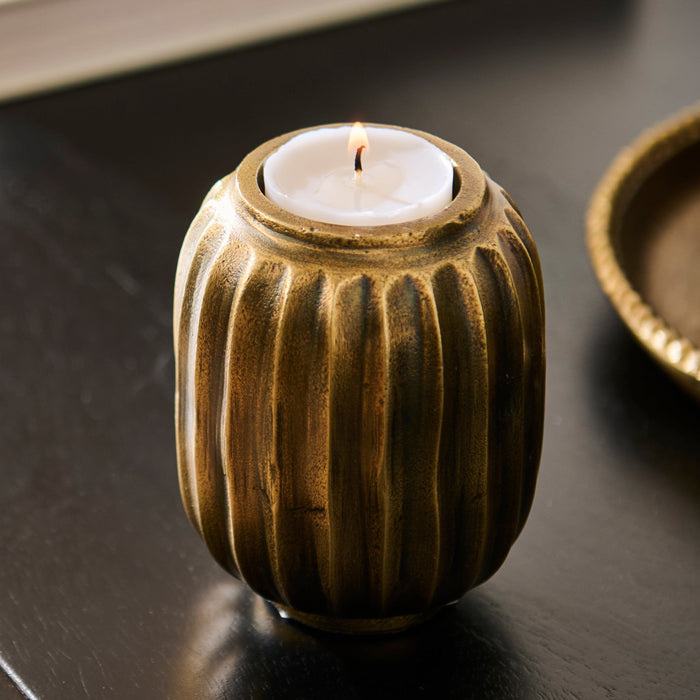 Elcombe Metal Tea Light Holder - Bronze - Laura James