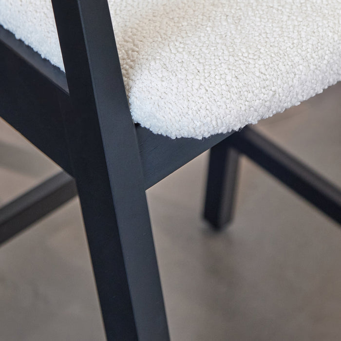 Ella Off White Boucle Bar Stool - Black Oak Legs - Laura James