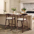 Ella Off White Boucle Bar Stool - Coffee Brown Legs - Laura James