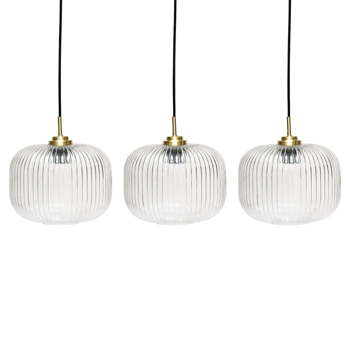 Elland 20cm Triple Glass Pendant Lights - Gold - Laura James