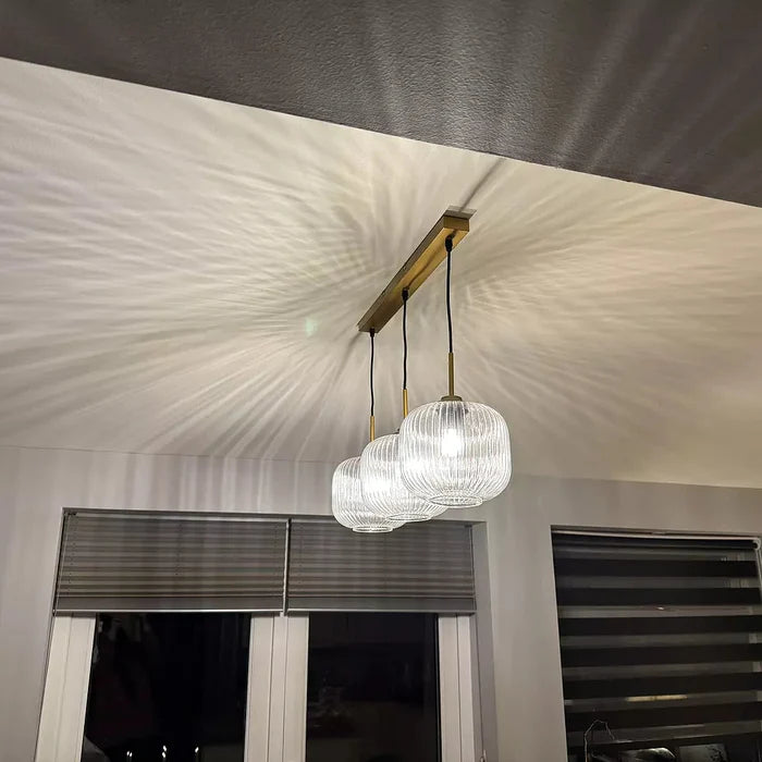 Elland 20cm Triple Glass Pendant Lights - Gold - Laura James