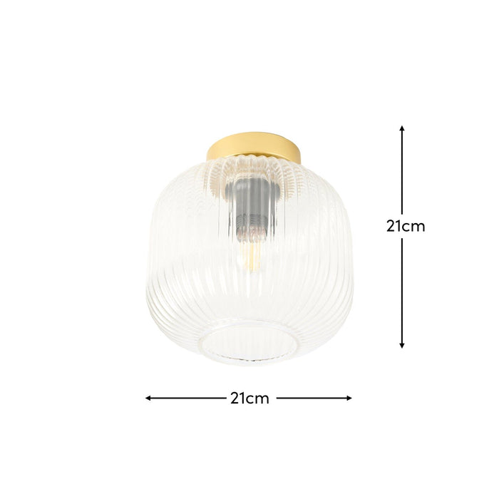 Elland 21cm Glass Pendant Light - Gold - Laura James