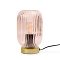 Pink Fluted Glass Table Lamp with Gold Base - Laura James