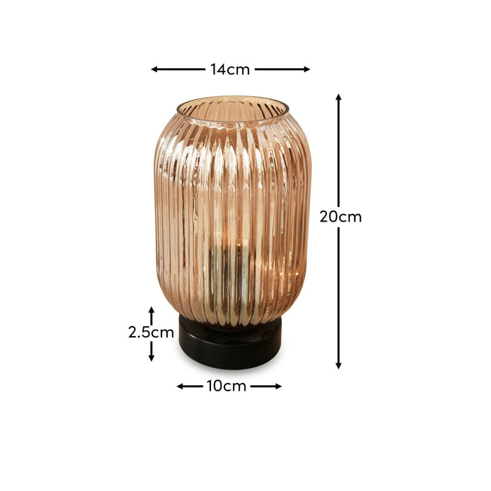 Elland 22.5cm Glass Table Lamp - Champagne & Black - Laura James