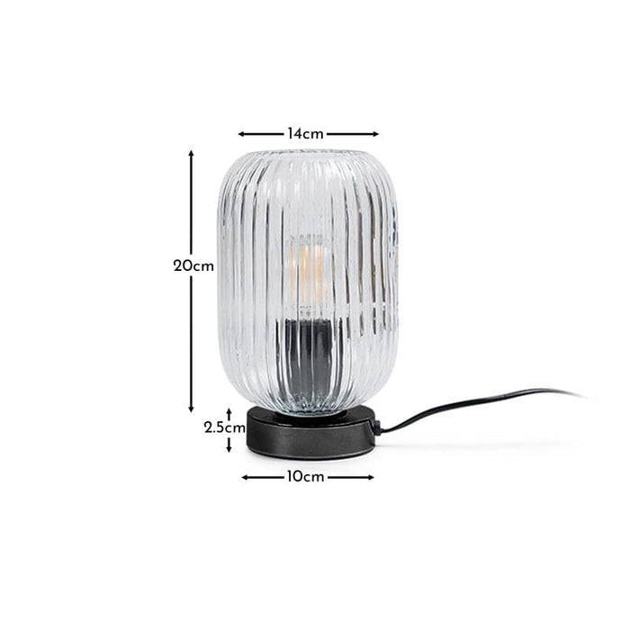 Elland 22.5cm Glass Table Lamp - Clear & Black - Laura James