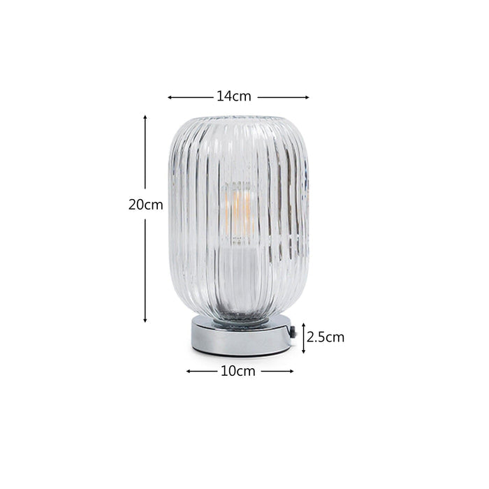 Clear Fluted Glass Table Lamp with Chrome Base - Laura James