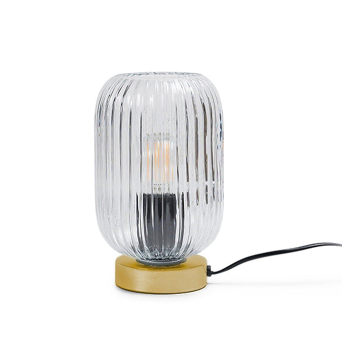 Clear Fluted Glass Table Lamp with Gold Base - Laura James
