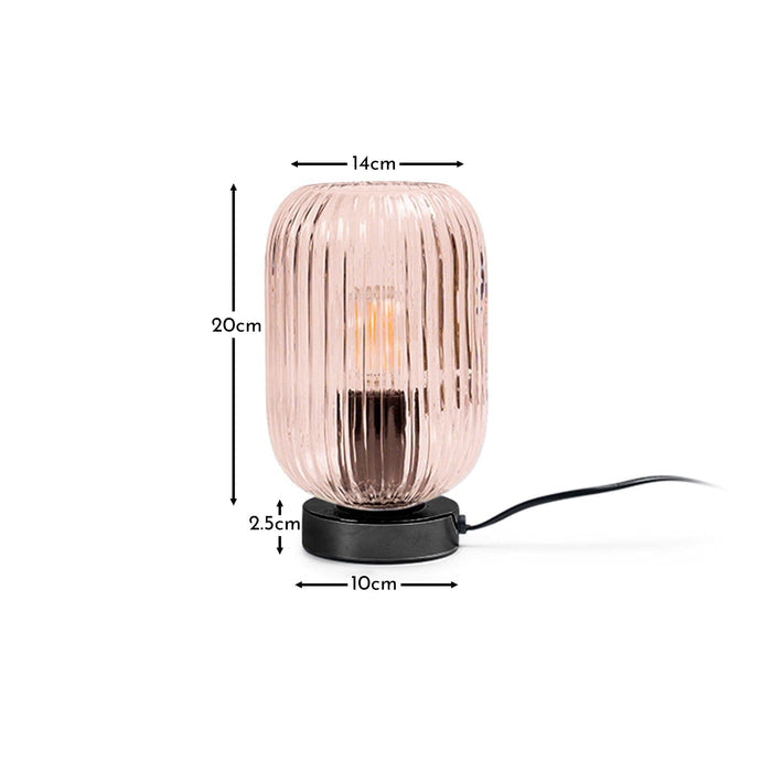 Elland 22.5cm Glass Table Lamp - Pink & Black - Laura James