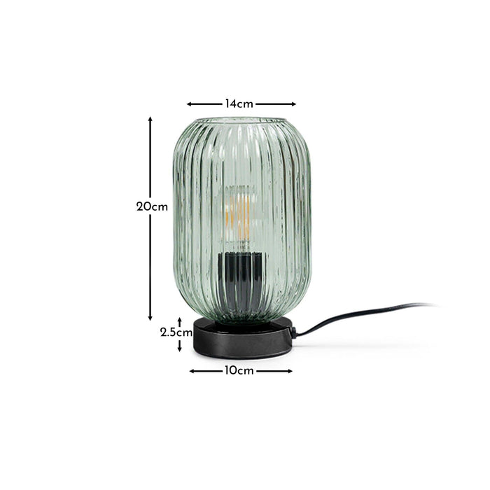 Elland 22.5cm Glass Table Lamp - Sage Green & Black - Laura James