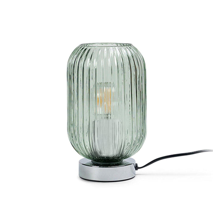 Green Fluted Glass Table Lamp with Chrome Base - Laura James