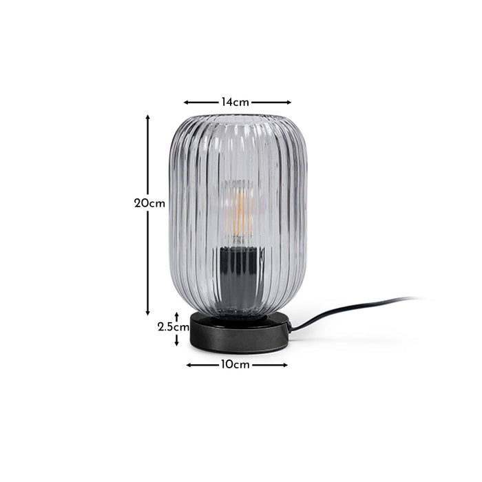 Elland 22.5cm Glass Table Lamp - Smoked & Black - Laura james