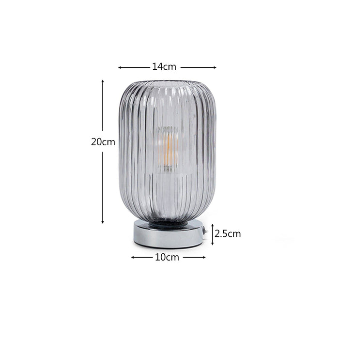 Smoked Fluted Glass Table Lamp with Chrome Base - Laura James