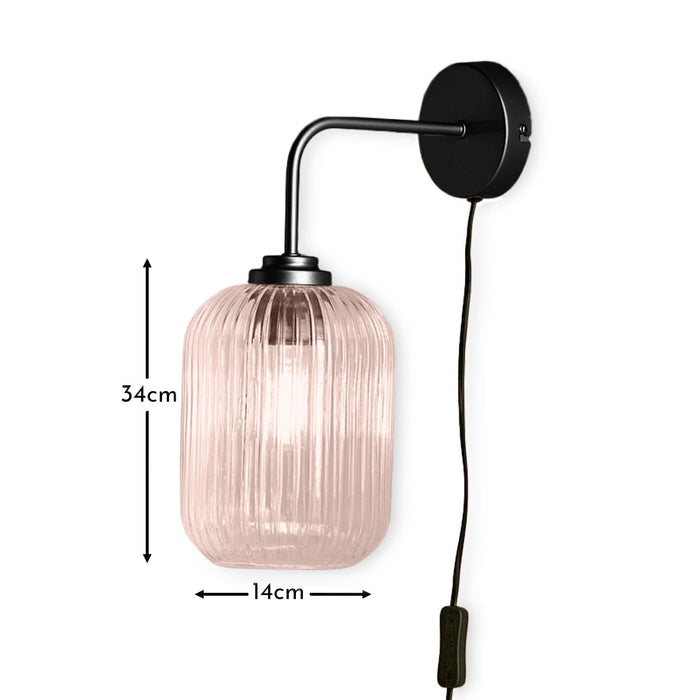 Elland Plug in Wall Light Black - Blush Pink - Laura James