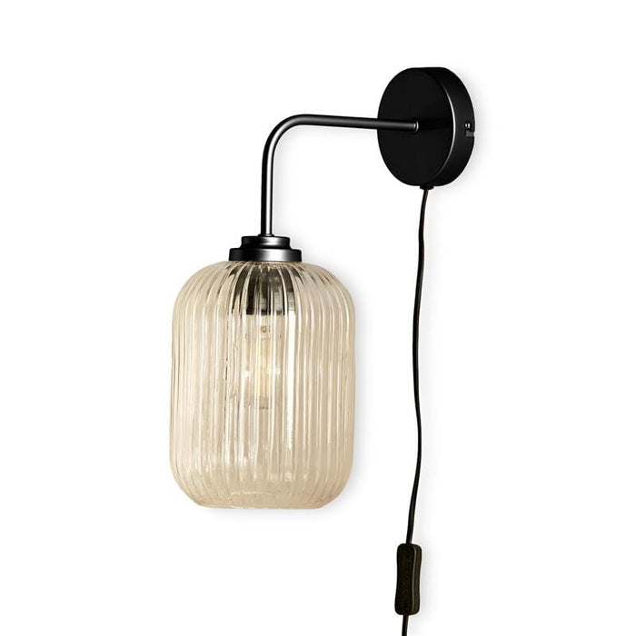 Elland Plug in Wall Light Black - Clear Glass - Laura James
