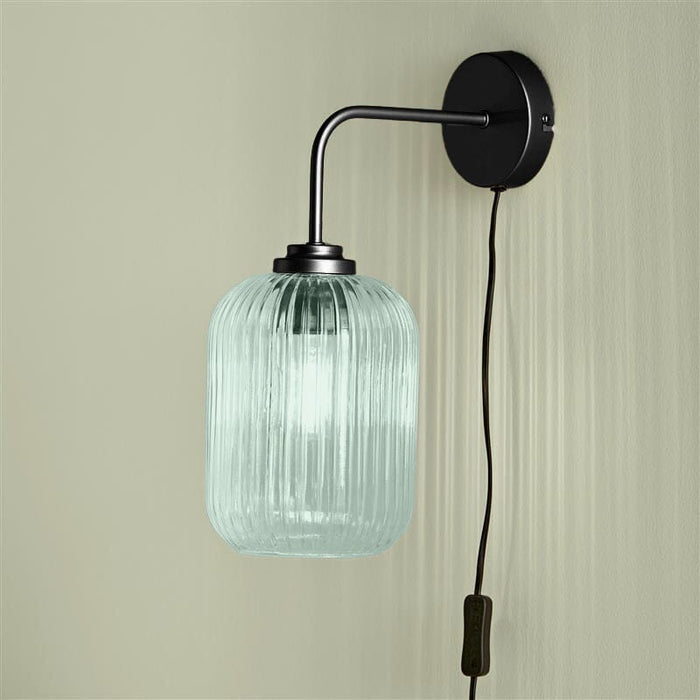 Elland Plug in Wall Light Black - Sage Green - Laura James