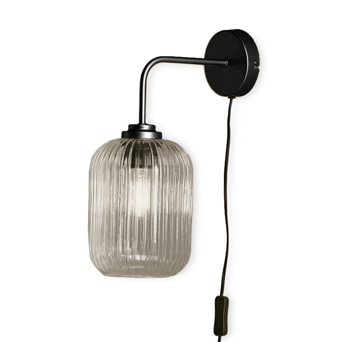 Elland Plug in Wall Light Black - Smoked Glass - Laura James