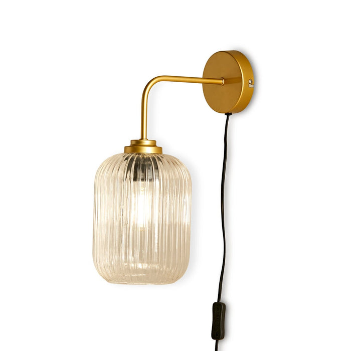 Elland Plug in Wall Light Gold - Clear Glass - Laura James