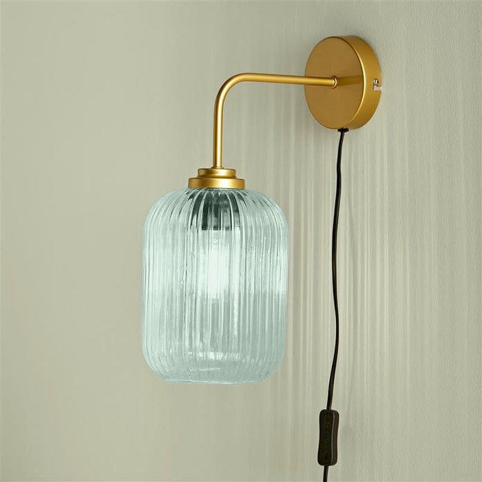 Elland Plug in Wall Light Gold - Sage Green - Laura James