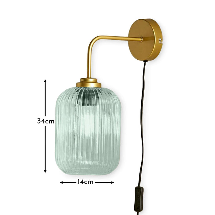 Elland Plug in Wall Light Gold - Sage Green - Laura James