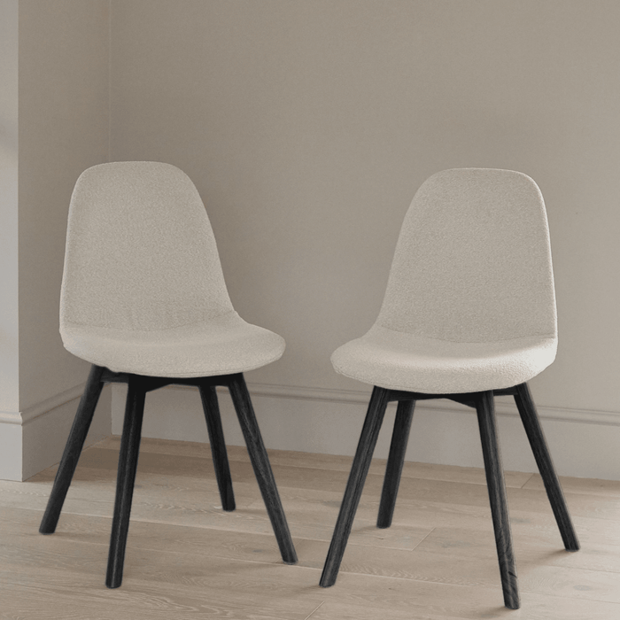 Ellis Dining Chairs - Set Of 2 - Light Beige with Black Oak Legs - Laura James