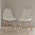 Ellis Light Beige Boucle Dining Chairs - Set of 2 - Whitewash Oak Legs - Laura James