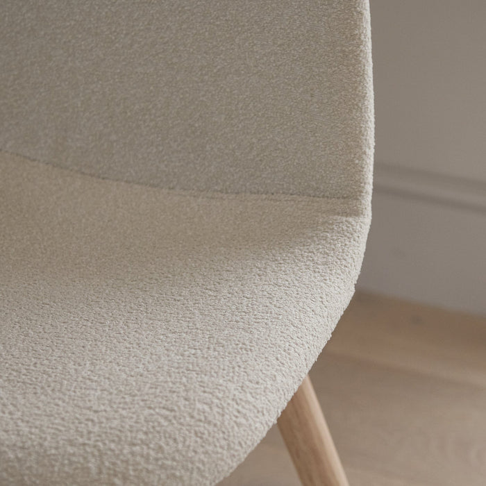 Ellis Light Beige Boucle Dining Chairs - Set of 2 - Whitewash Oak Legs