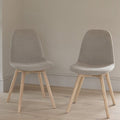 Ellis Soft Beige Dining Chairs - Set of 2 - Whitewash Oak Legs