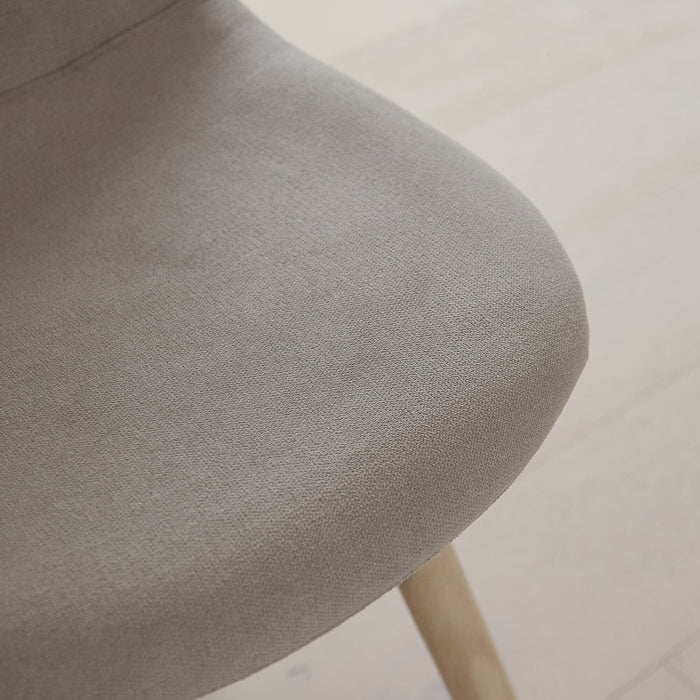 Ellis Soft Beige Dining Chairs - Set of 2 - Whitewash Oak Legs
