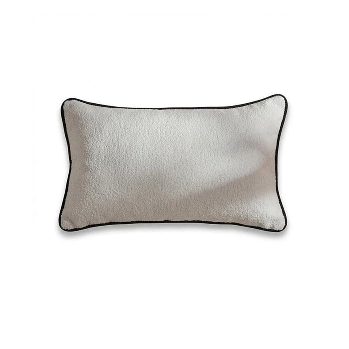 Elsham 35x55cm Scatter Cushion Cover - Chalk White Boucle with Jet Black Velvet Piping - Laura James