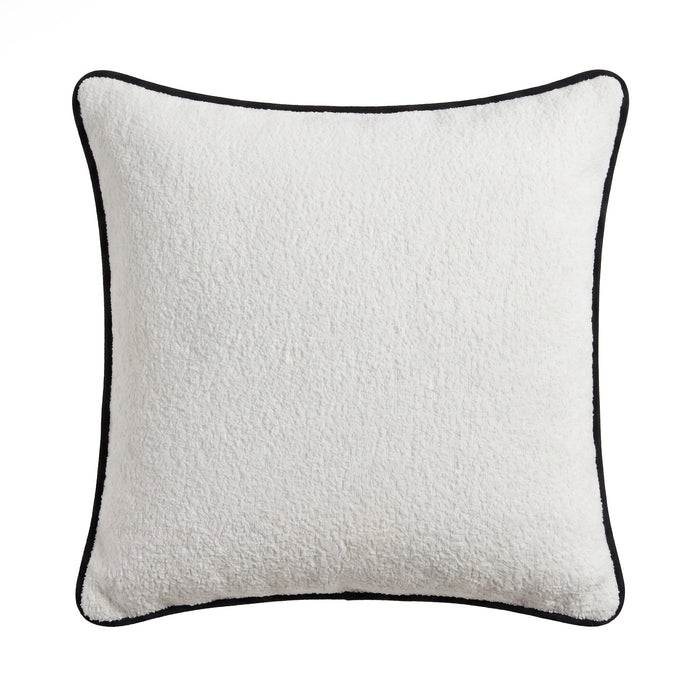 Elsham 45x45cm Scatter Cushion Cover - Chalk White Boucle with Jet Black Velvet Piping - Laura James