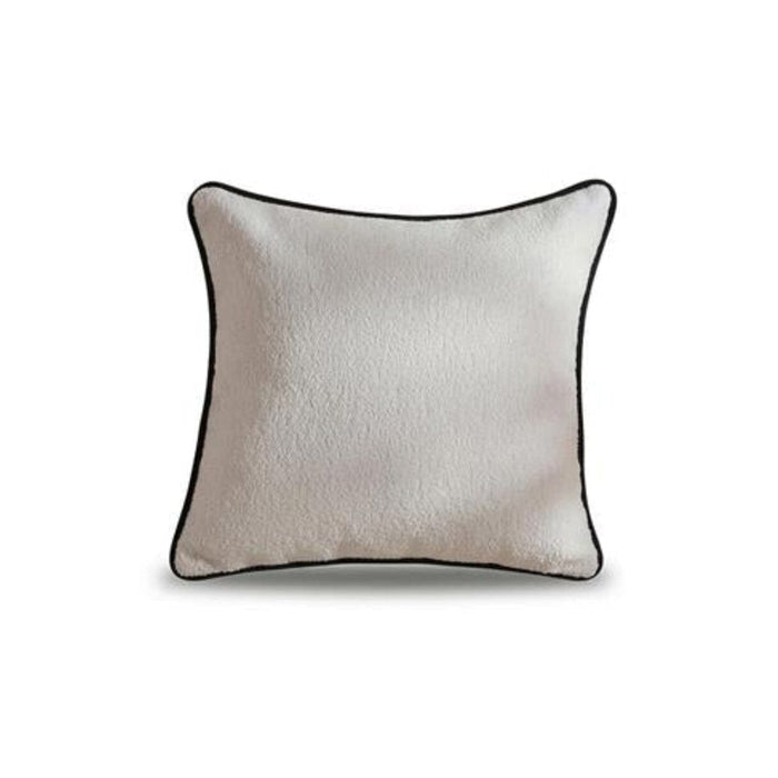 Elsham 45x45cm Scatter Cushion Cover - Chalk White Boucle with Jet Black Velvet Piping - Laura James