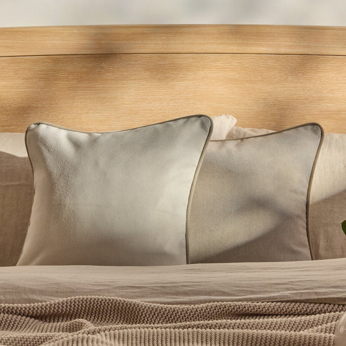 Elsham 45x45cm Scatter Cushion Cover - Ivory with Clay Velvet Piping - Laura James