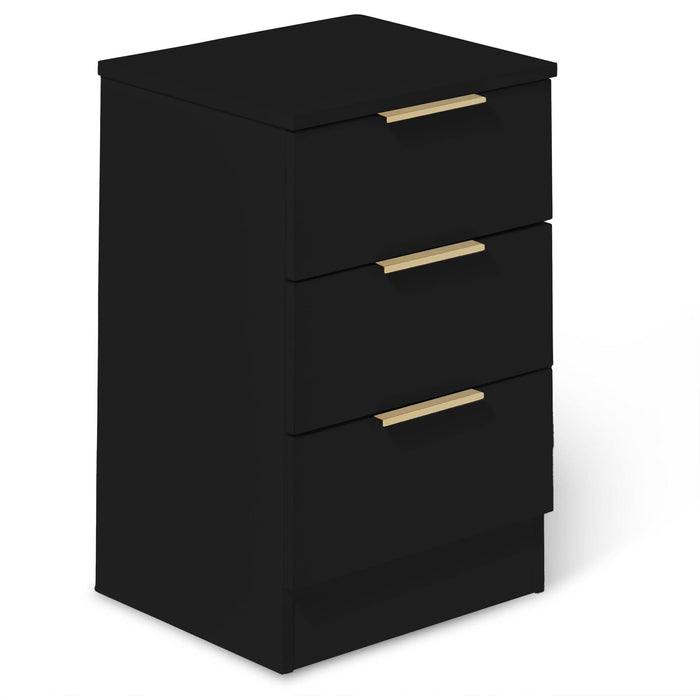 Essie Black 3 Drawer Bedside Table - Laura James