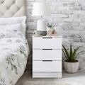 Essie White 3 Drawer Bedside Table - Laura James
