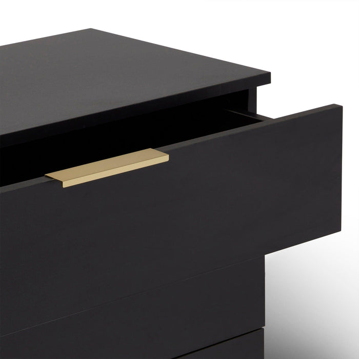 Essie Black Chest of 5 Drawers with Gold Handles by Laura James